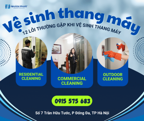 Blue Green and White Modern Cleaning Service Facebook Post Vệ sinh thang máy